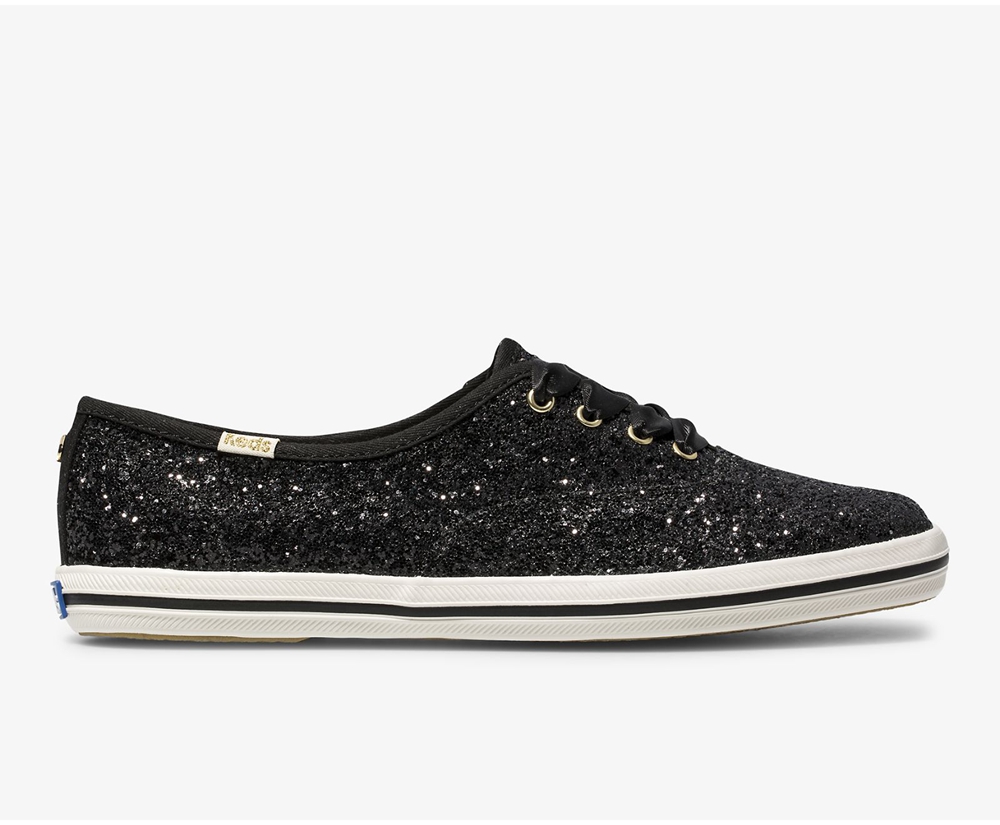 Keds Womens Sneakers Black - Kate Spade new york Champion Glitter - 081RGZAIB